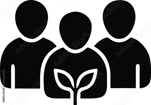 Teamwork supporting green growth and sustainability icon