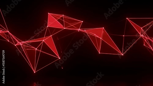Red digital network structure against black background