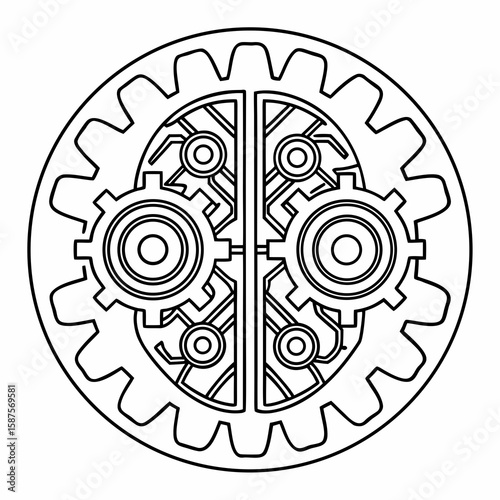 Mechanical brain with gears and circuits technology