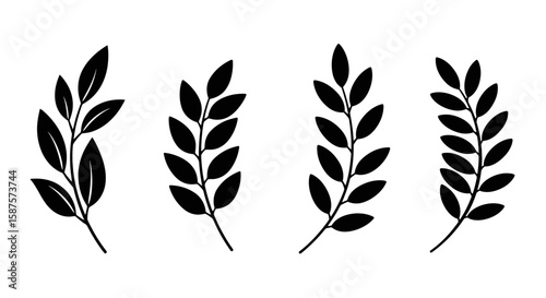 Leafy Elegance: Minimalist graphic of stylized leaves embodies the essence of nature, perfect for designs requiring a touch of botanical beauty and simplicity.