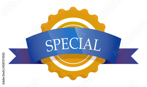 Special Emblem: A captivating emblem, featuring a radiant gold-colored seal, gracefully embraces a blue ribbon, boldly proclaiming the word SPECIAL.