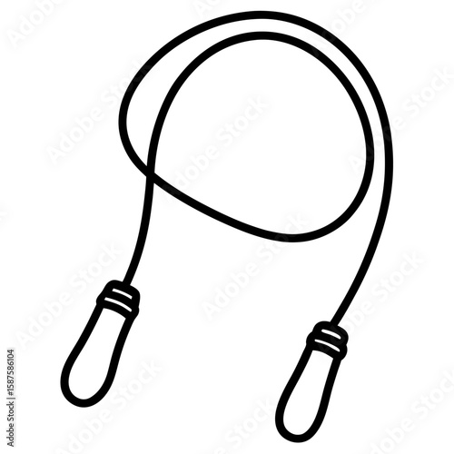 Simple line art illustration of a coiled jump rope with handles isolated on white background