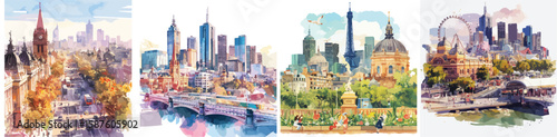 melbourne watercolor clipart