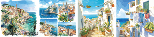mallorca watercolor clipart