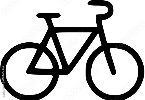 Simple black and white illustration of a bicycle with a minimalist design.