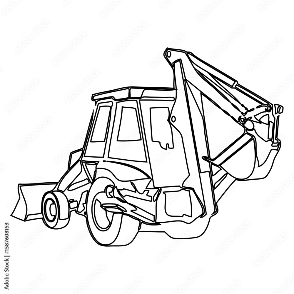 Naklejka premium backhoe loader Icon line_1