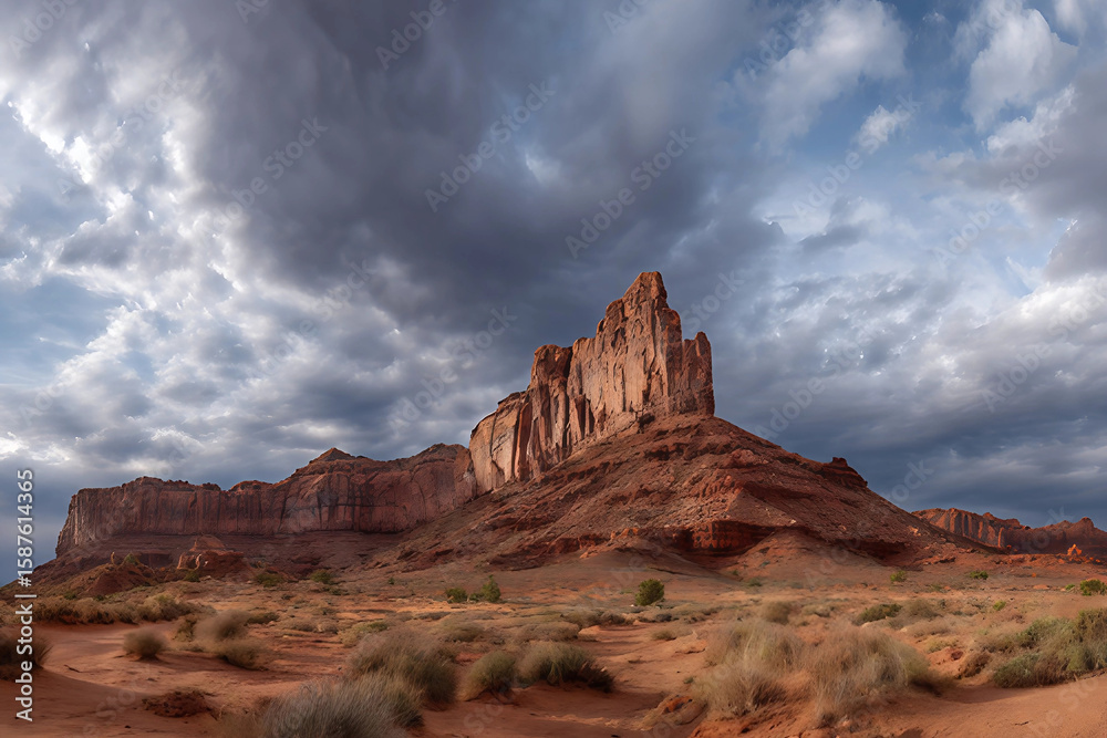 Fototapeta premium Panoramic Desert Cliffs and Dramatic Sky