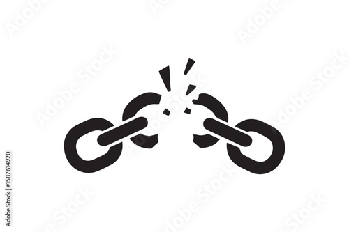 Broken price chain silhouette vector art illustration on white background