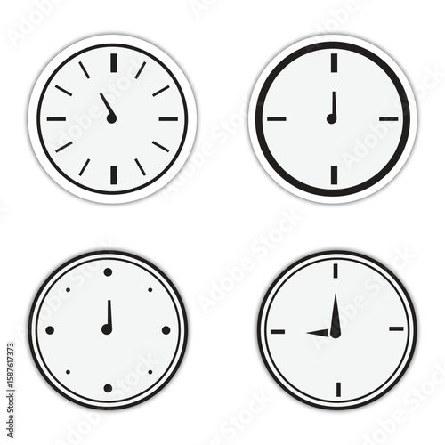 Free Download round clock faces show different times in monochrome format - GFXLoad