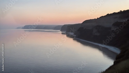 Cliffs at Dawn with Pastel Coastal Reflections