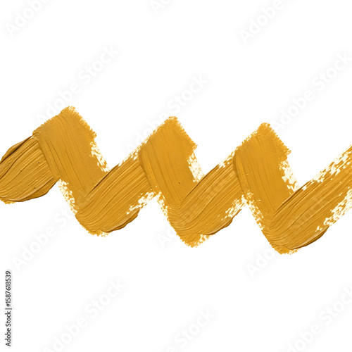 Zigzag stroke of golden acrylic paint