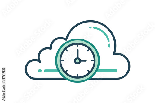 clock cloud symbol thin line icon graphic