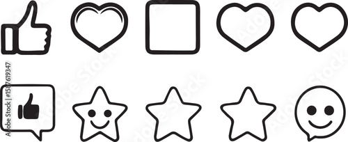 A Set of Social Media and Rating Icons for Liking and Favoriting.

