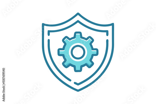 shield gear system icon thin line