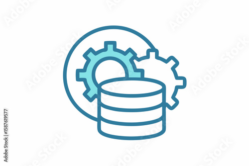 stacked database icon thin line vector