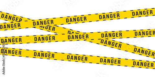Warning tapes with yellow and black stripes. crime scene or danger zone. Police crossed ribbon. Seamless caution. Barricade construction tape in eps 10.