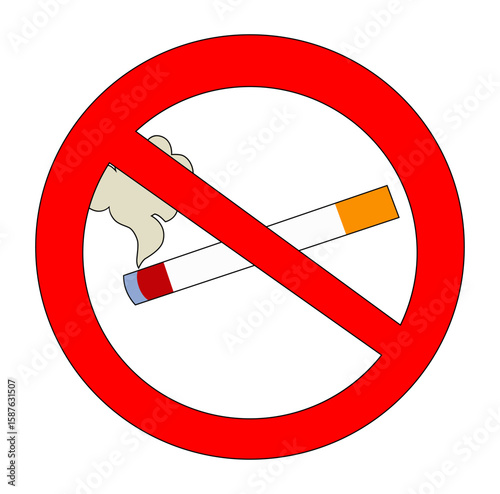 Cartoon Sign No Smoking In This Area Simple Design Icon Digital 