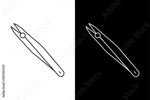 Minimal Tweezer Icon Design. Thin Line Vector for Medical and Cosmetic Use