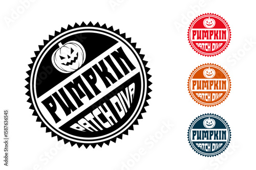 Pumpkin Patch Diva Rubber Stamp. Vintage Label Design on White Background Vector