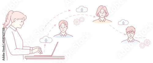 A visual representation illustrating remote teamwork and the connectivity facilitated by modern technology