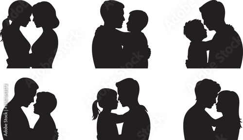 Affectionate parents embracing children family love