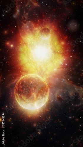 an artistic visualization of a solar system, depicting the stars and planets in the universe