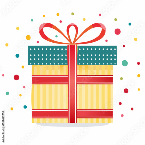 Striped & Dotted Gift, Playful Patterned Holiday Present