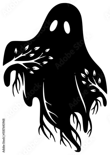 spirit illustration forest silhouette nature logo fresh air icon air outline canopy roots bear summer magic fantasy natural peace freedom shape or vector graphic background