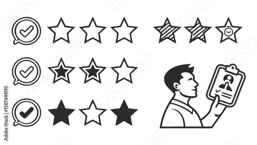 vector illustration of a set of icons of a christmas tree