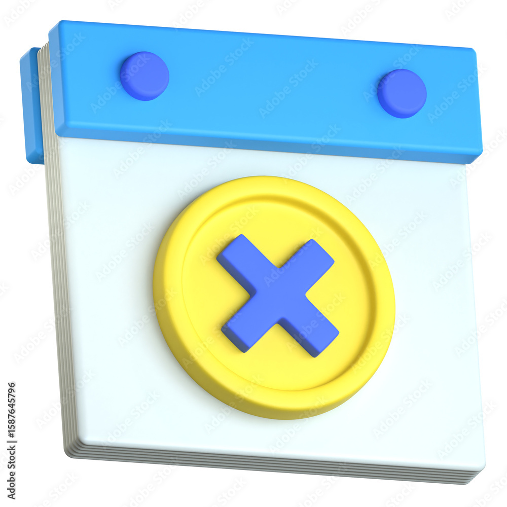 Obraz premium Calendar Date Flat Vector 3D Icon Colorful Design