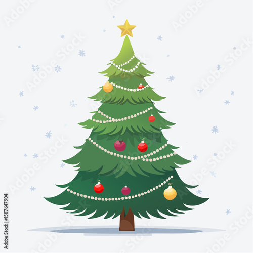 Traditional Xmas Tree, Classic Christmas Holiday Icon