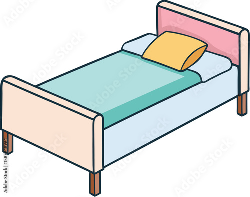 Single Bed With Pillow And Blanket For Children