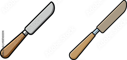 Two kitchen knives with wooden handles shown from the side  new 2025 trendy