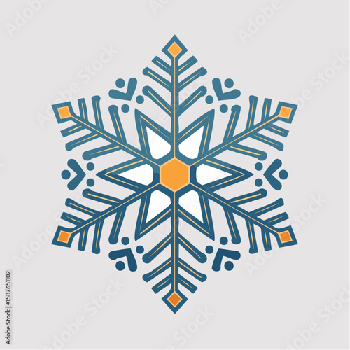 Intricate Snowflake Symbol, Beautiful Ice Crystal Art