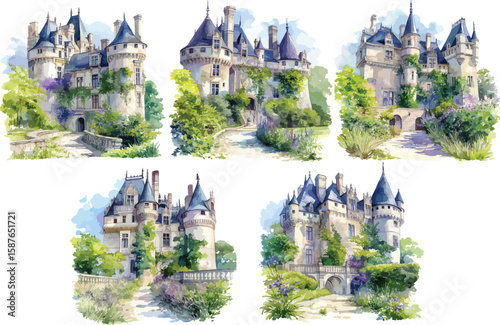 castle watercolor clipart