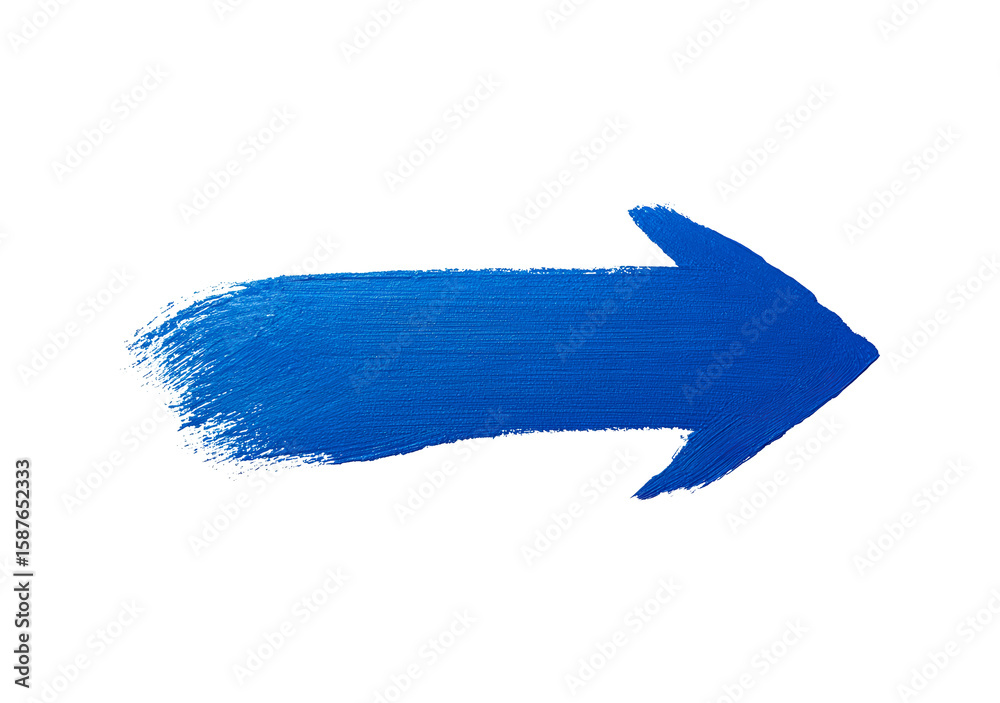 Obraz premium Bold blue paint stroke arrow on transparent background, PNG