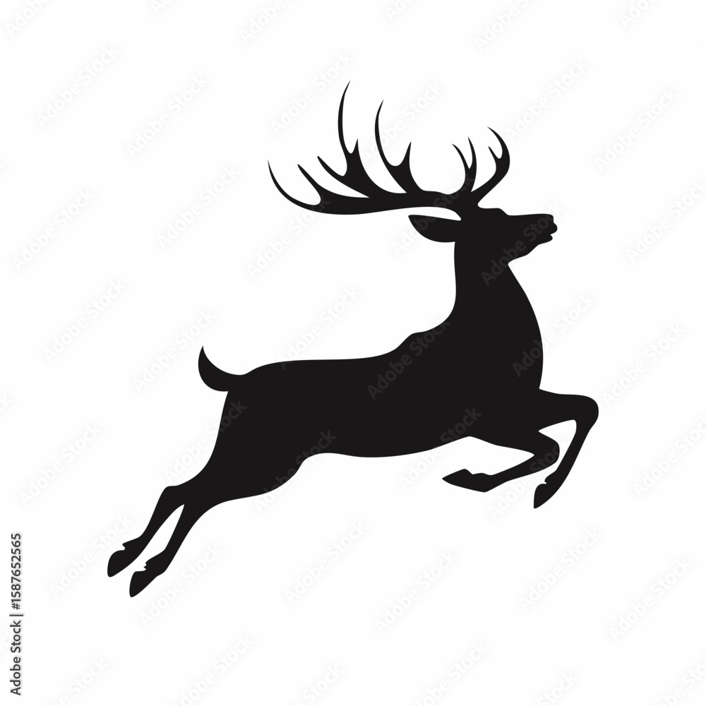 Fototapeta premium Flying Reindeer Outline, Festive Santa's Helper Symbol