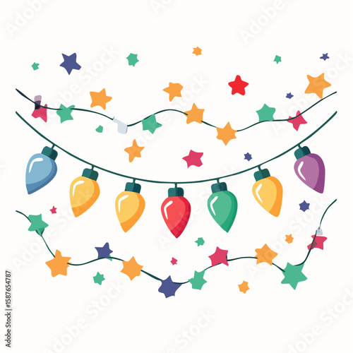 String of Fairy Lights, Festive Christmas Holiday Illumination