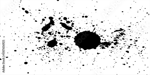 graffiti paint splatter pattern in black over white