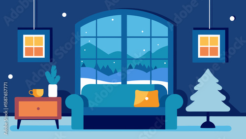 christmas room with window