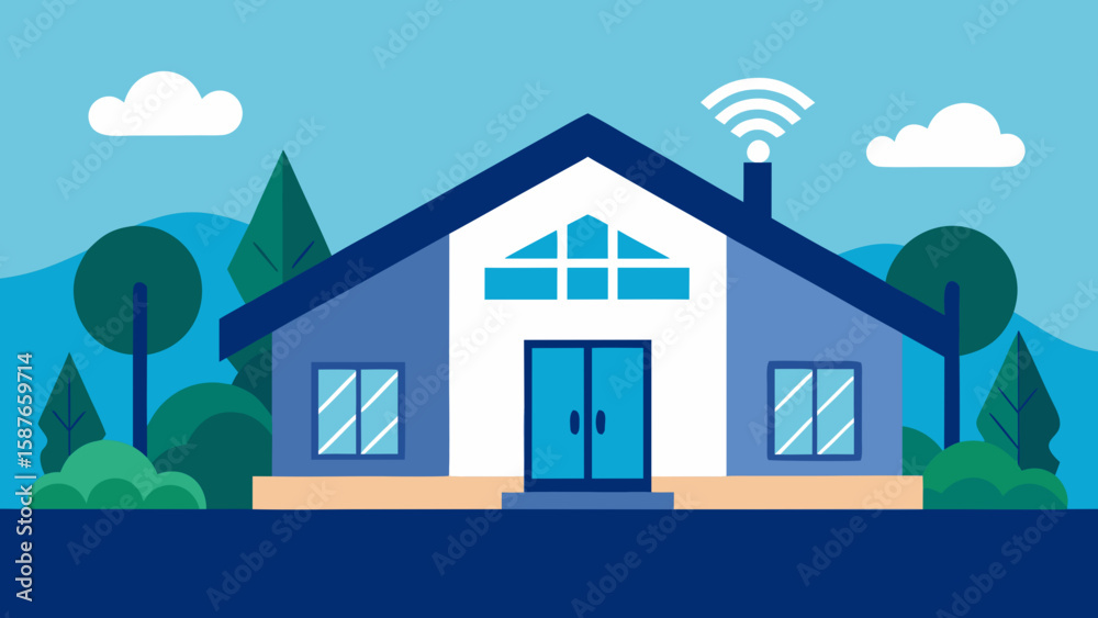 Naklejka premium illustration of a house in the forest