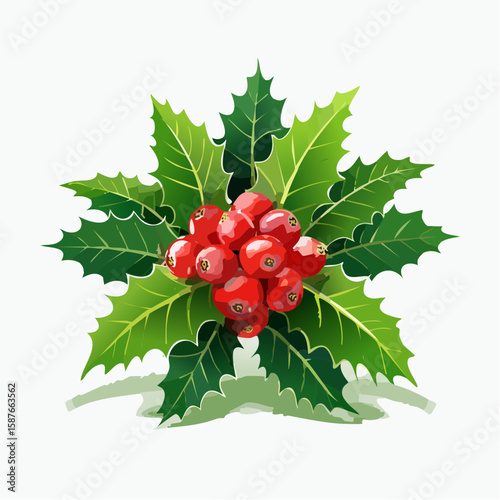 Rich Holly Cluster, Abundant Festive Berry Foliage Decor