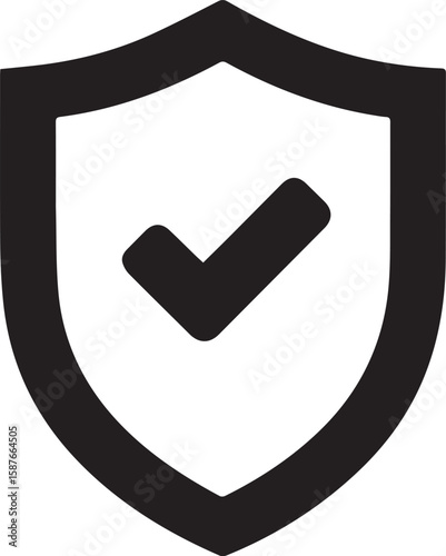 Silhouette of Shield with Checkmark for Trusted Security