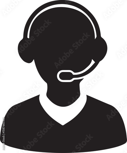 Silhouette of Person with Headset and Microphone