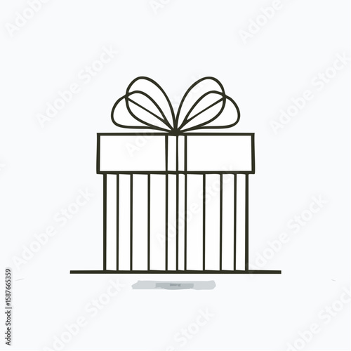 Simple Gift Box Outline, Basic Holiday Present Shape