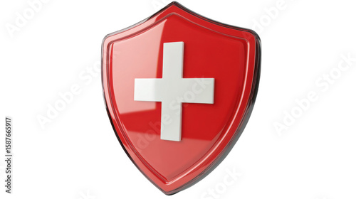 Free Download A single shield first aid cross 3d render icon isolated on white background  - GFXLoad