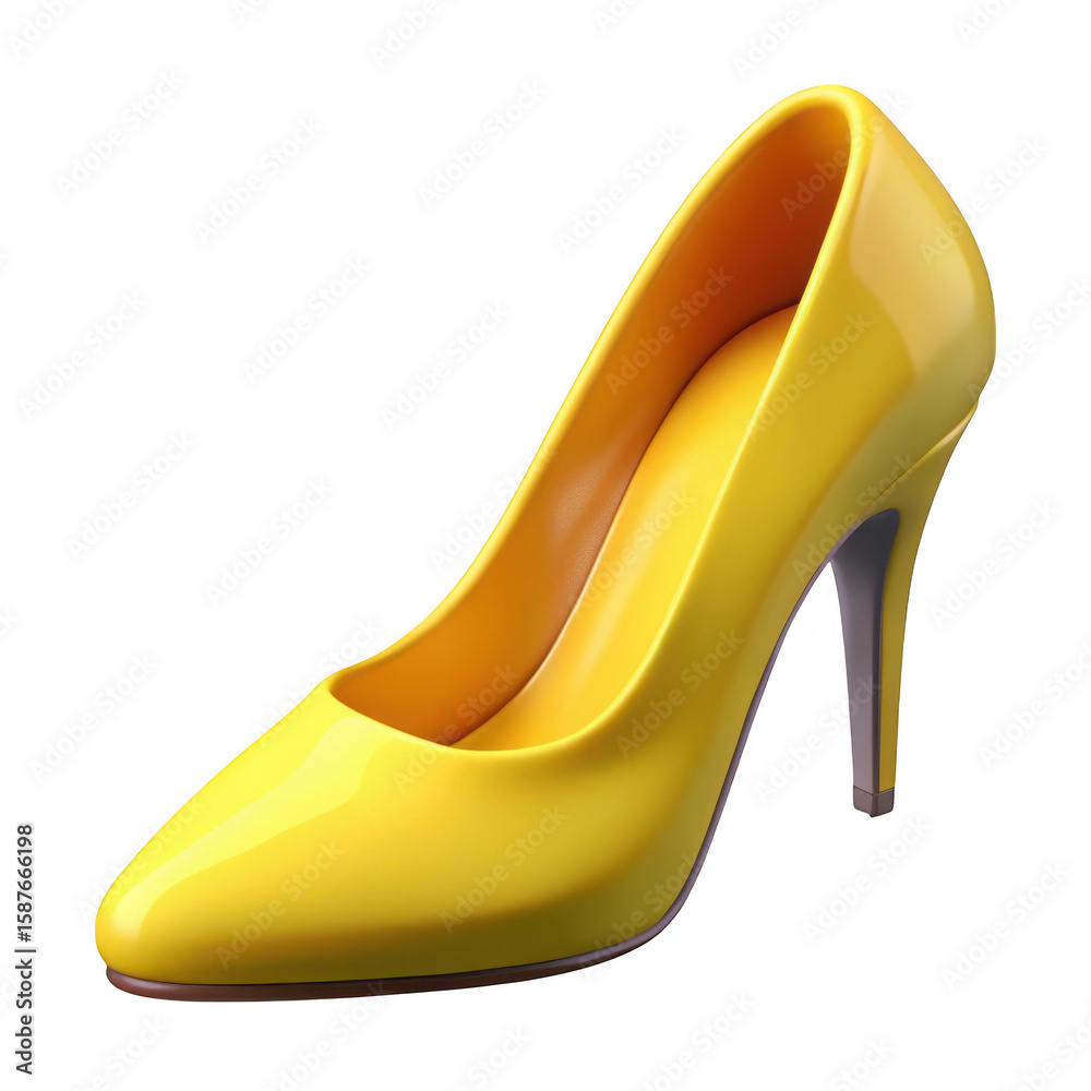 Obraz premium 3d yellow high heel shoe isolated on transparent background