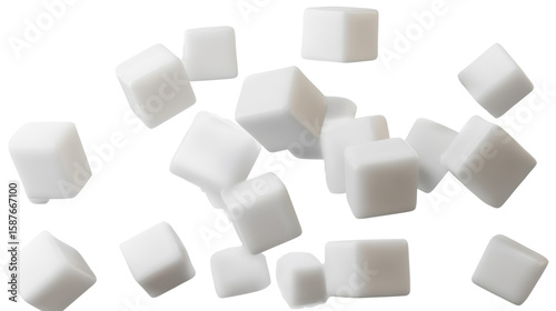 White sugar cubes 3d render icon isolated on white background 