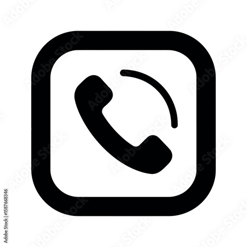Simple call icon on white background. Rounded square with handset