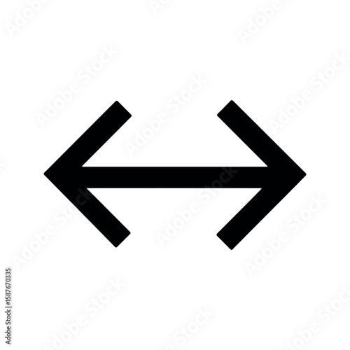 Black resize icon on white background. Horizontal arrow